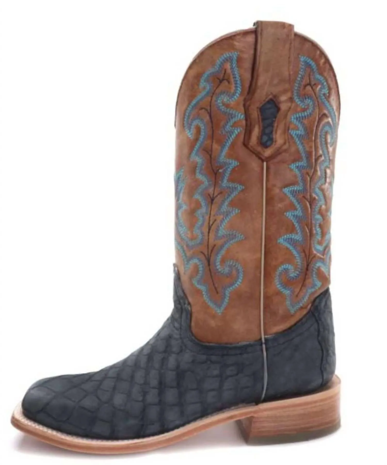 WomenS Alligator Square Toe Cowgirl Boots In Sand & Blue