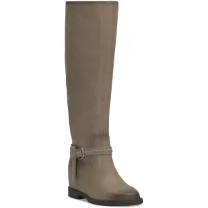 Womens Belted Leather Knee-High Boots