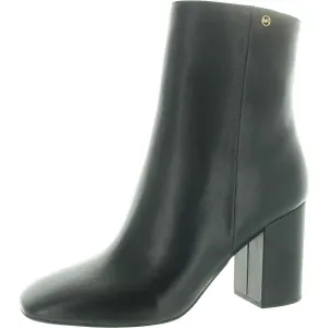 Womens Block Heel Faux Leather Ankle Boots