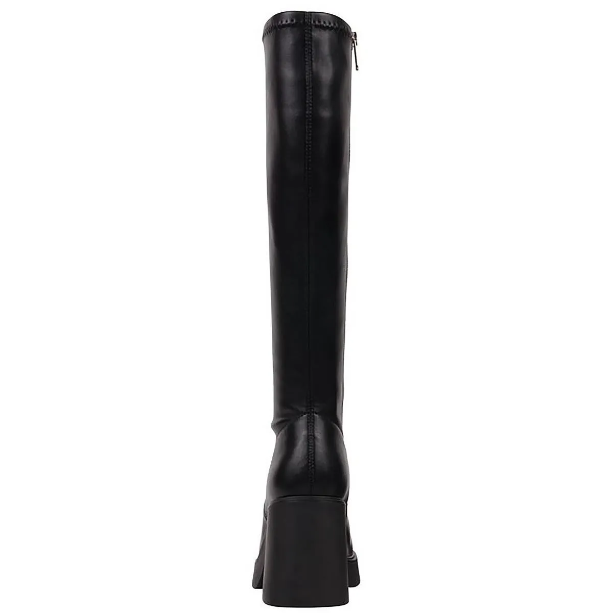 Womens Block Heel Faux Leather Knee-High Boots