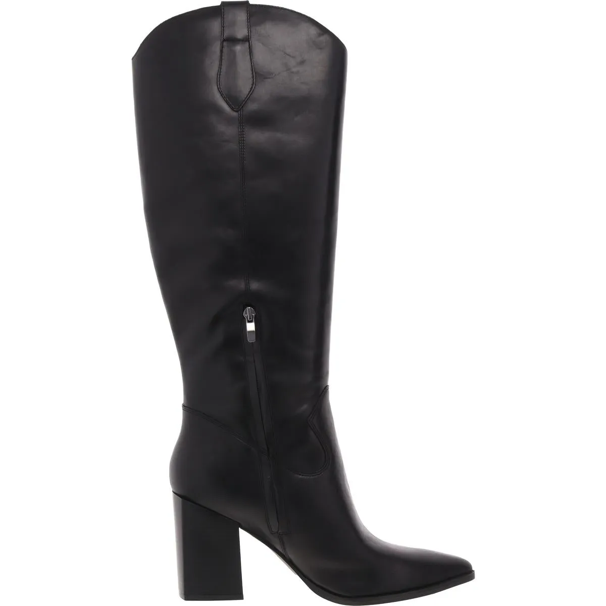Womens Block Heel Faux Leather Knee-High Boots