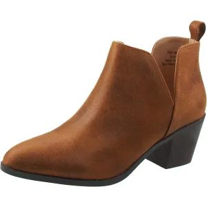 Womens Block Heel Faux Suede Ankle Boots