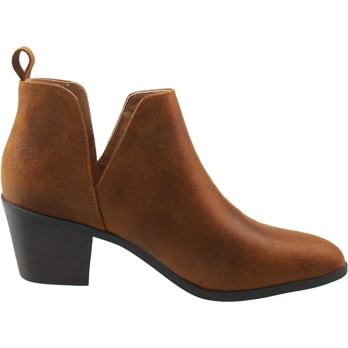 Womens Block Heel Faux Suede Ankle Boots