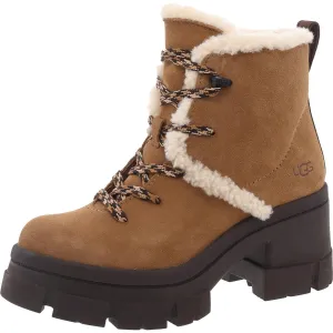 Womens Block Heel Suede Hiking Boots