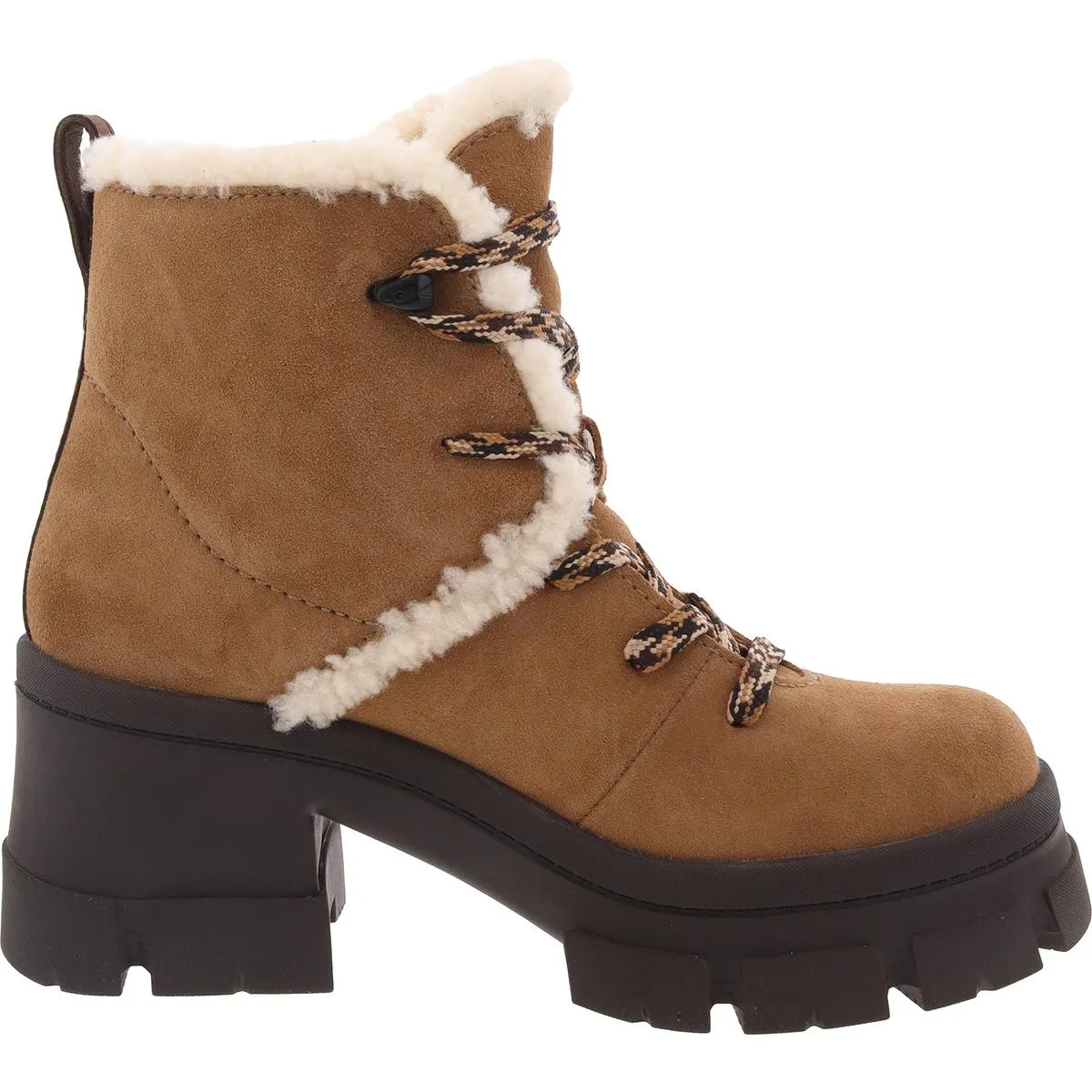 Womens Block Heel Suede Hiking Boots