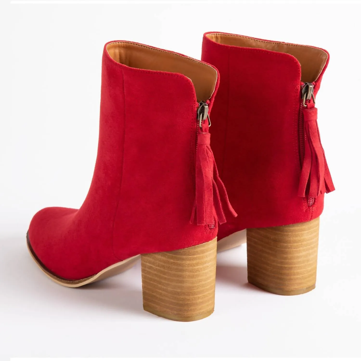 Women's Boujee Tassel Boots In Red