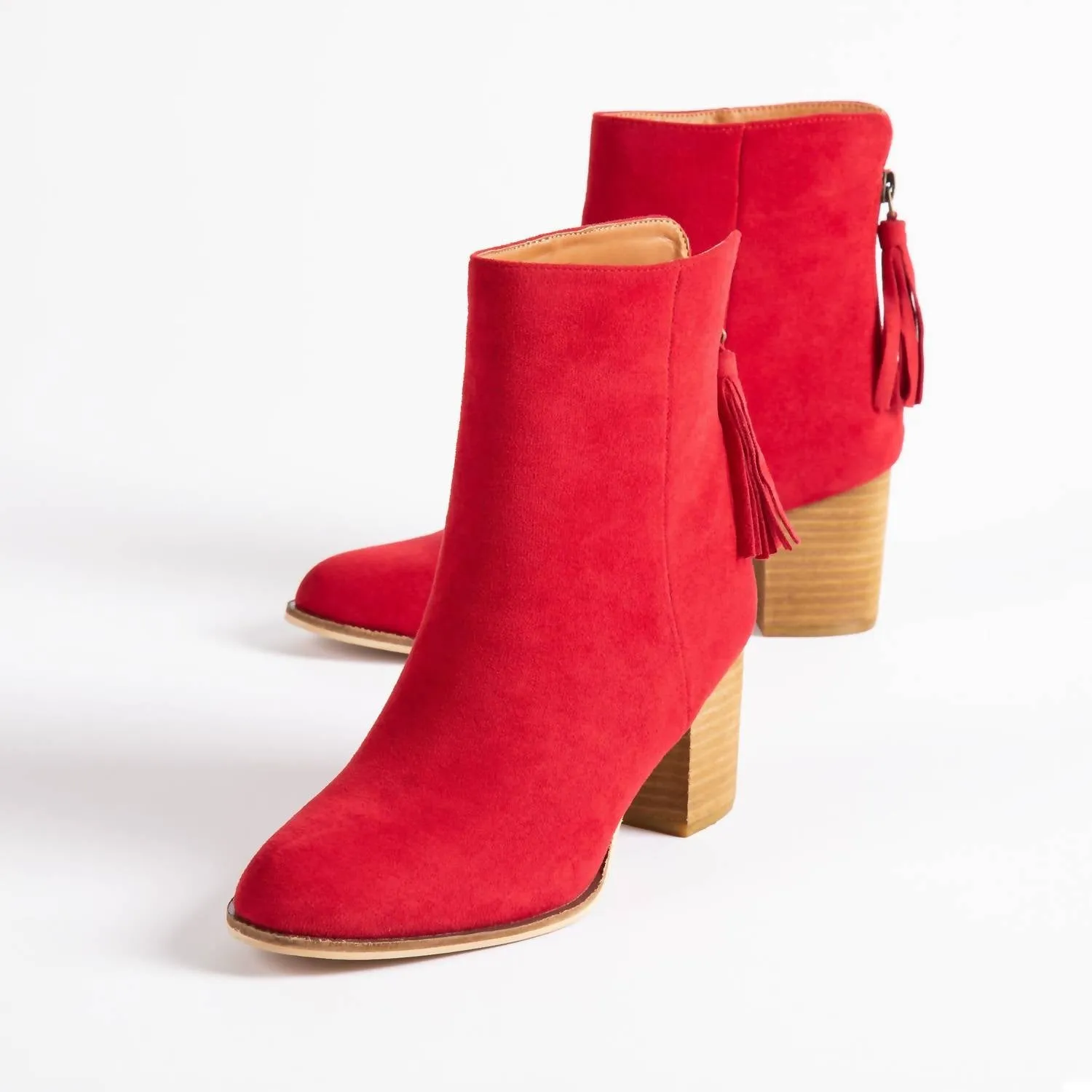 Women's Boujee Tassel Boots In Red
