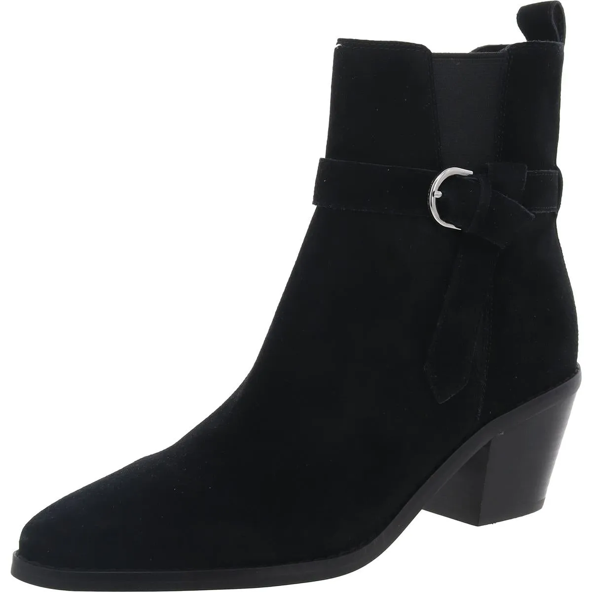 Womens Buckle Leather Ankle Boots