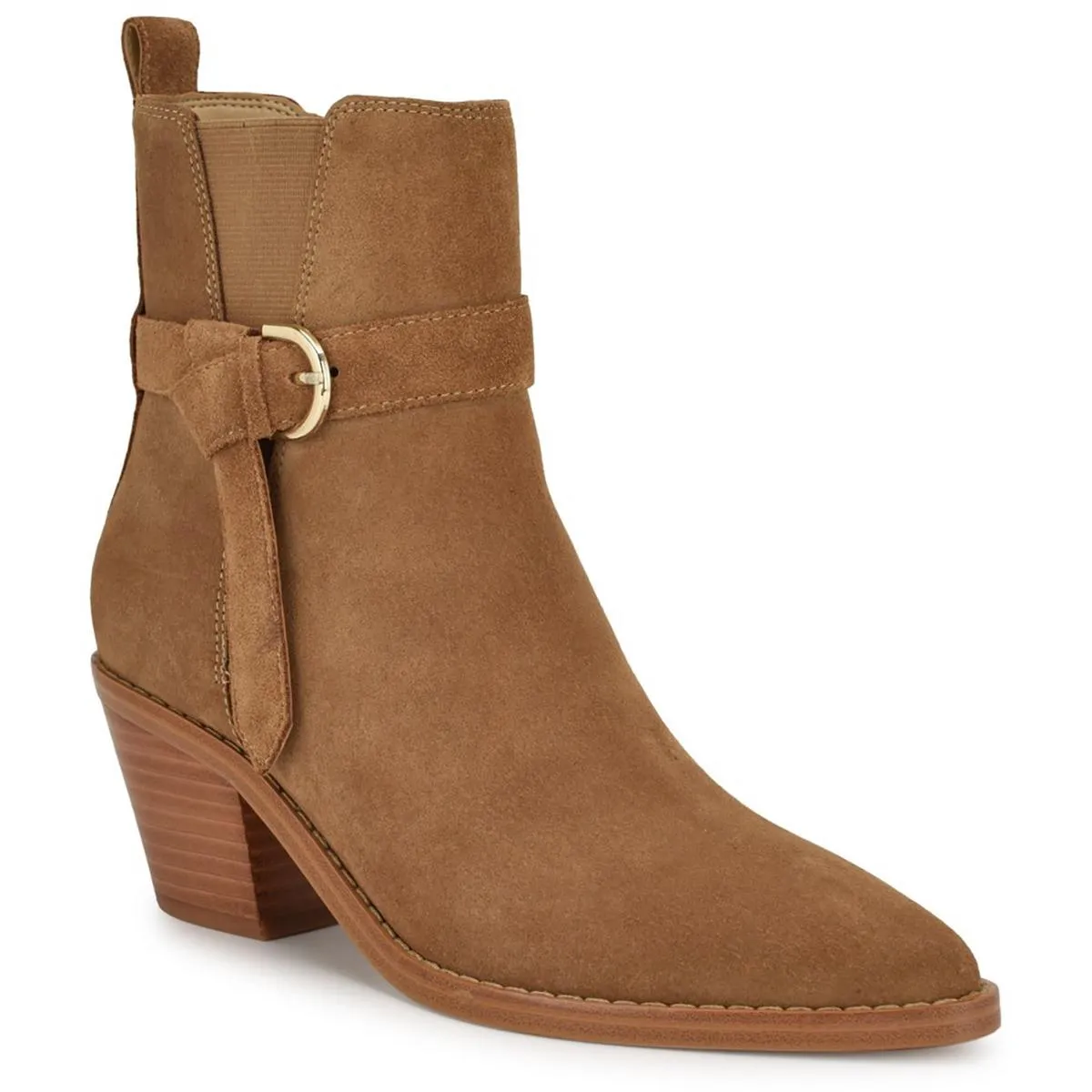 Womens Buckle Leather Ankle Boots