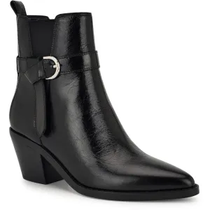 Womens Buckle Leather Ankle Boots