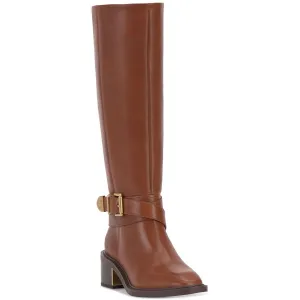 Womens Buckle Leather Knee-High Boots