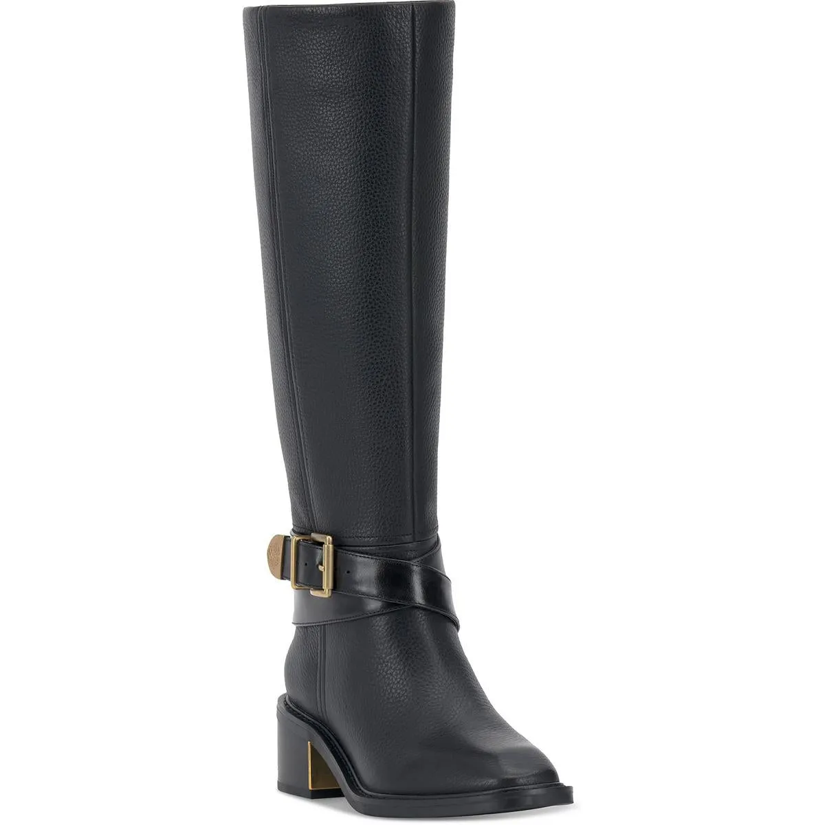 Womens Buckle Leather Knee-High Boots