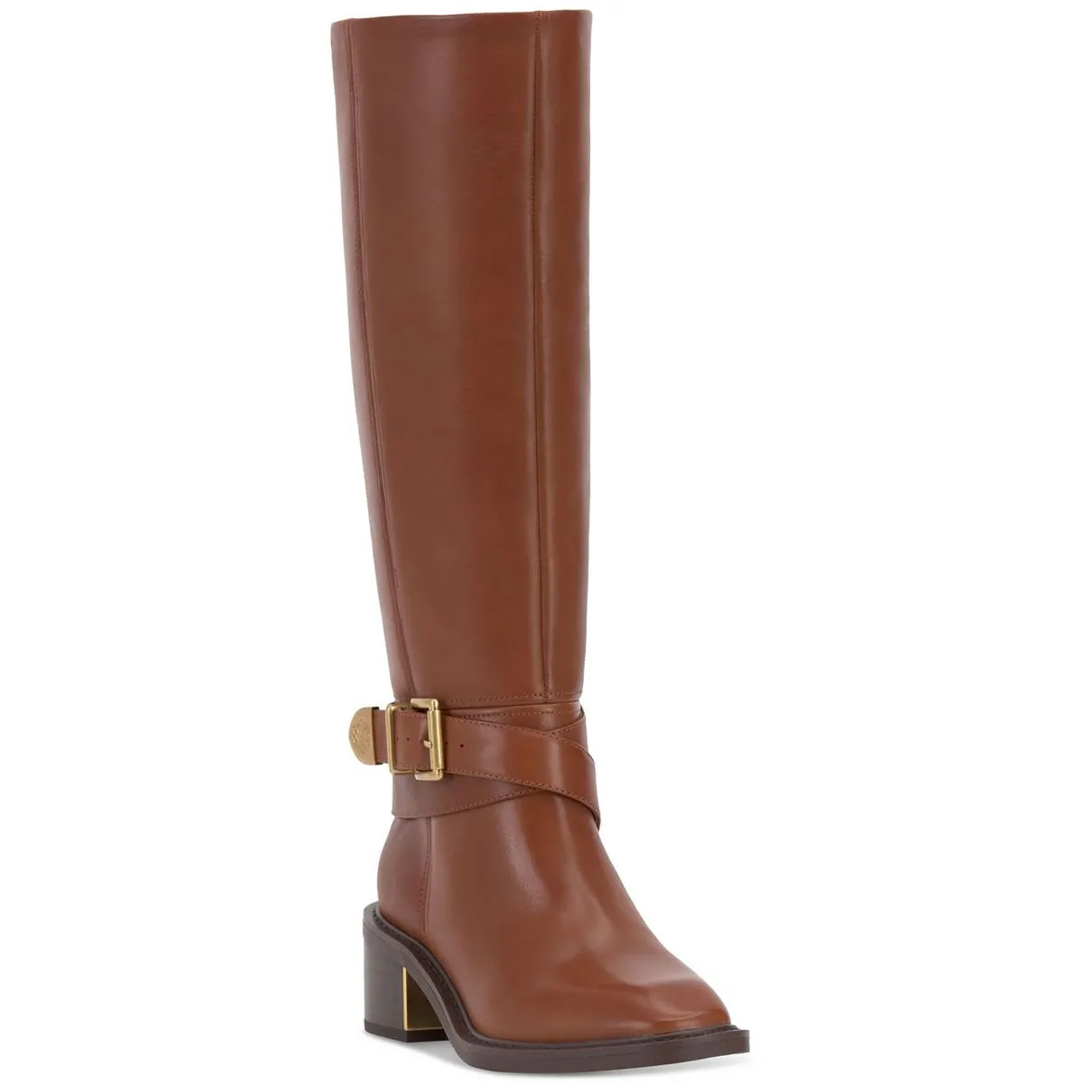 Womens Buckle Leather Knee-High Boots