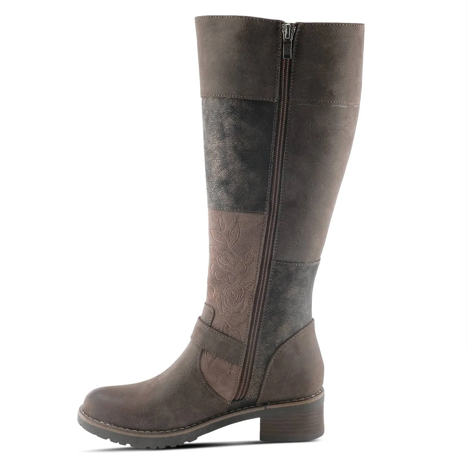Women's Collage Tall Boots In Brown Multi