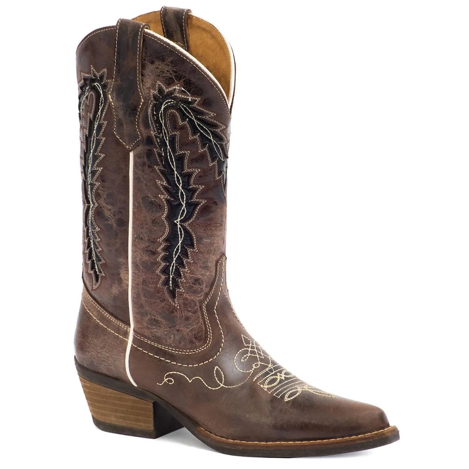 Women's Cowgirl Leather Boots In Dark Brown