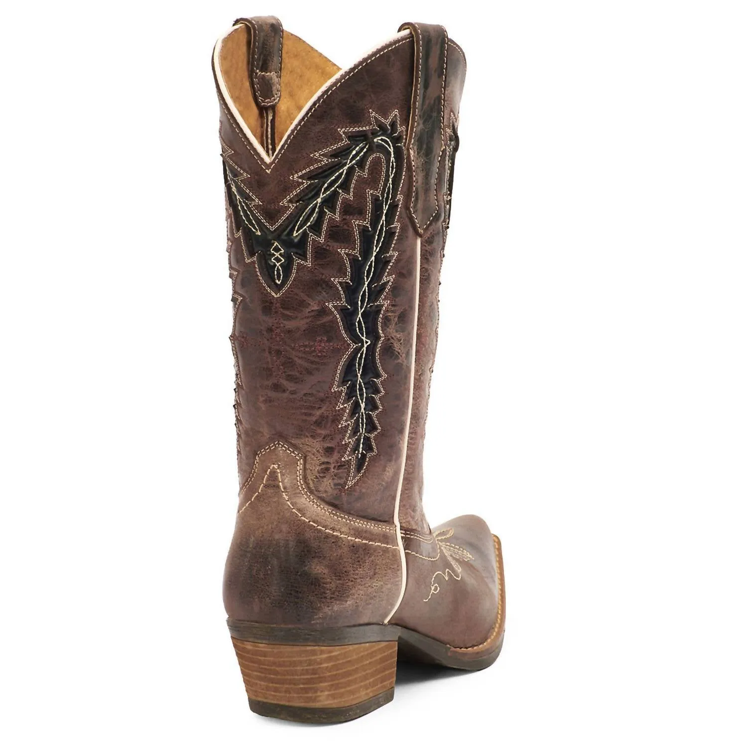 Women's Cowgirl Leather Boots In Dark Brown