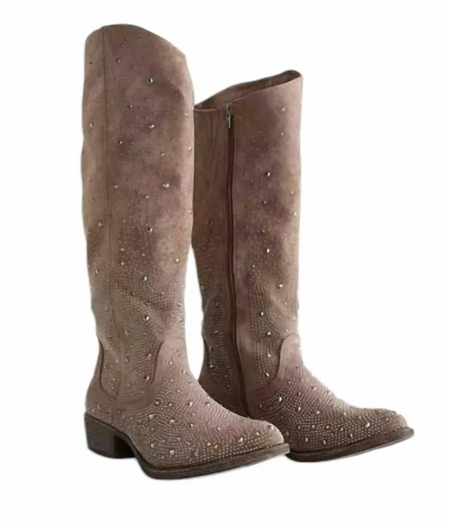 Women's Crystal Studded Boot In Taupe