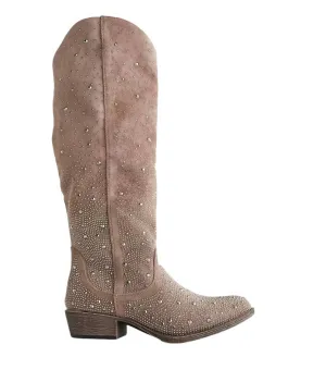 Women's Crystal Studded Boot In Taupe