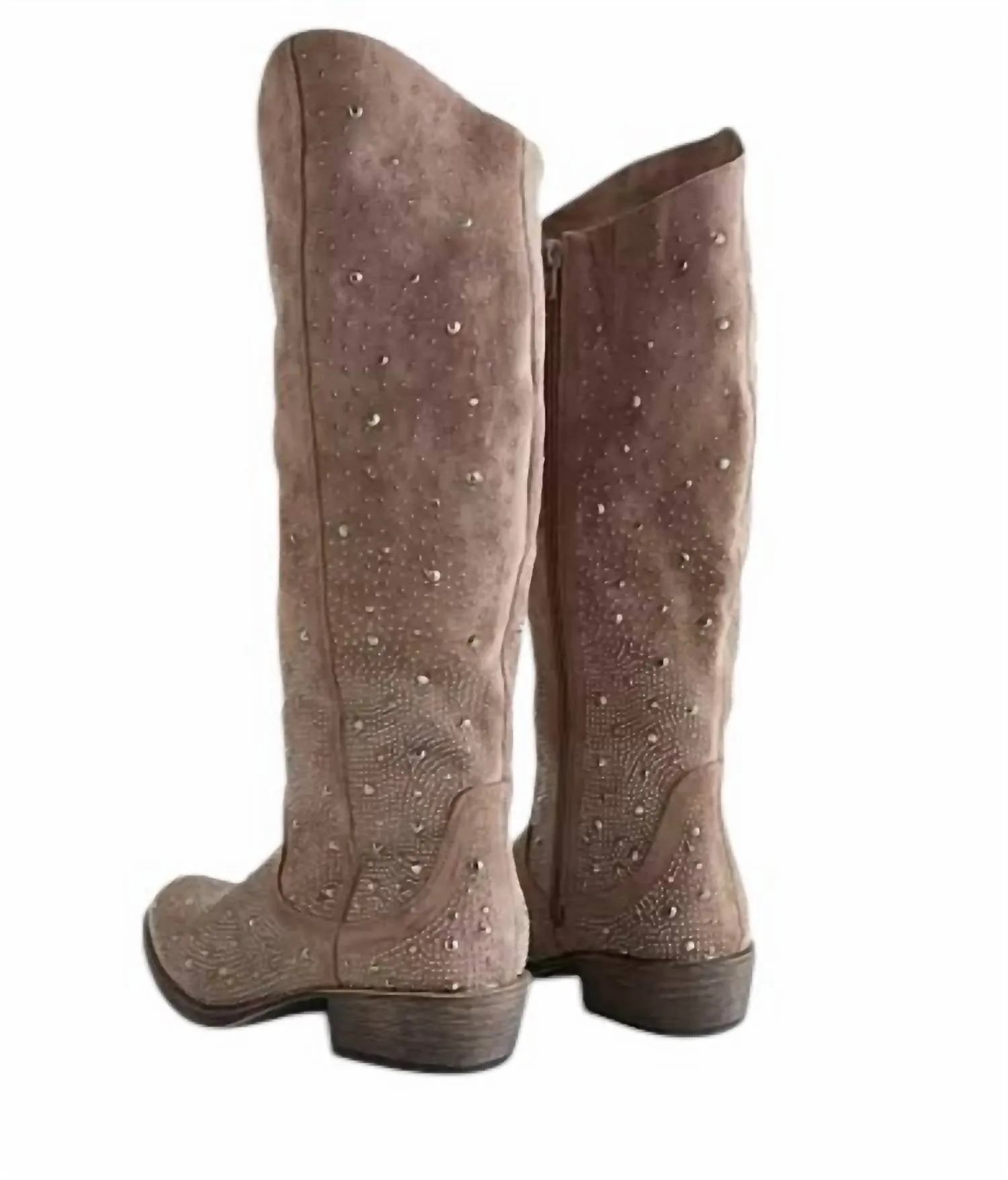 Women's Crystal Studded Boot In Taupe
