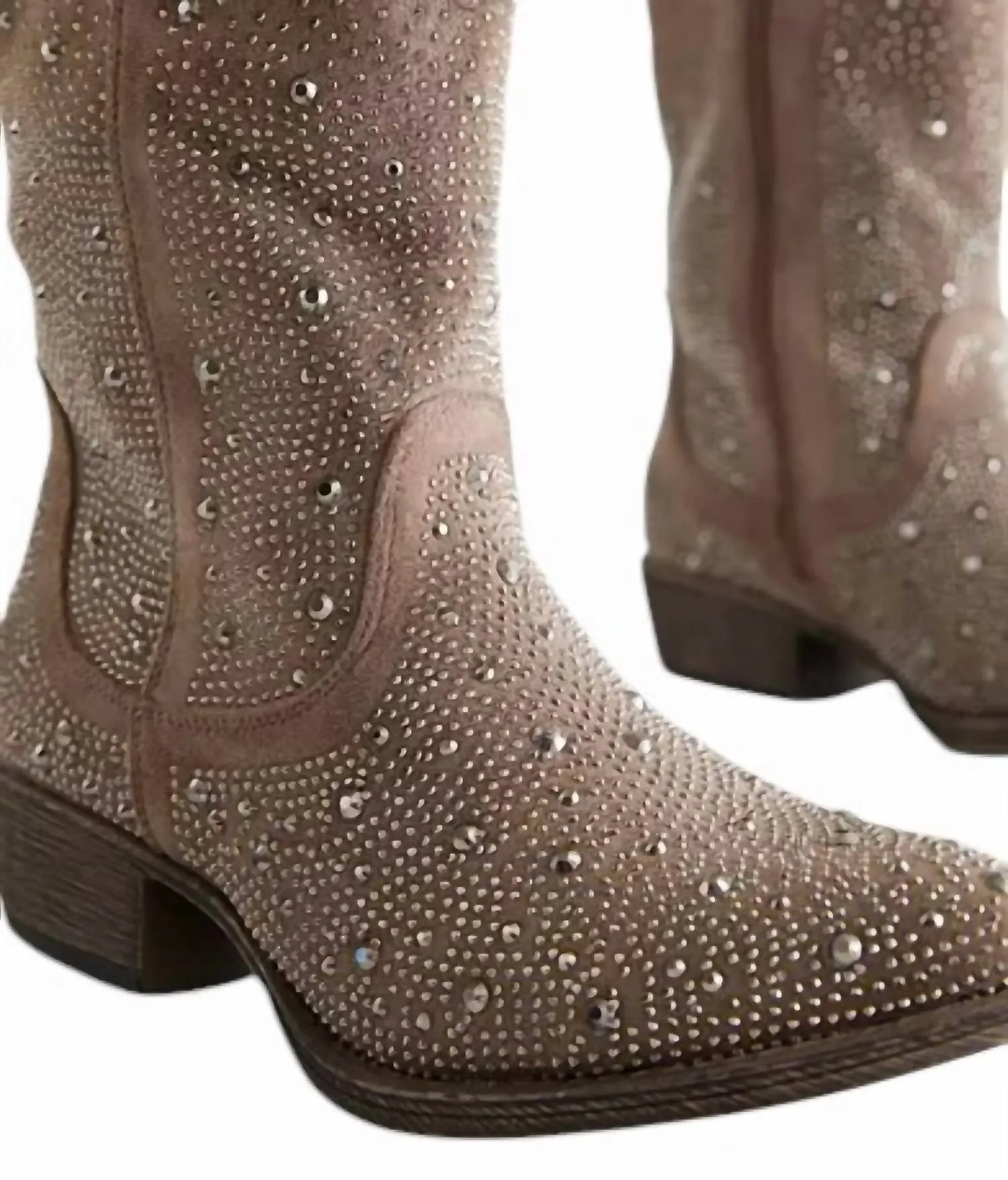 Women's Crystal Studded Boot In Taupe