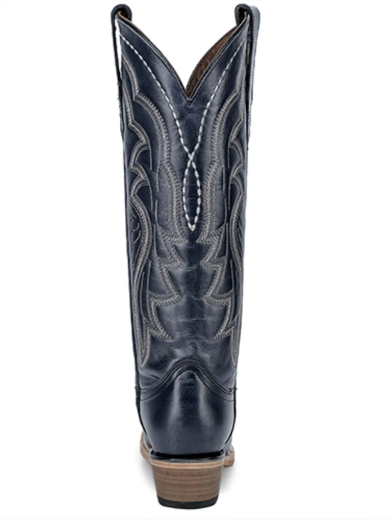 Women's Embroidered Tall Western Boots - Snip Toe In Dark Blue