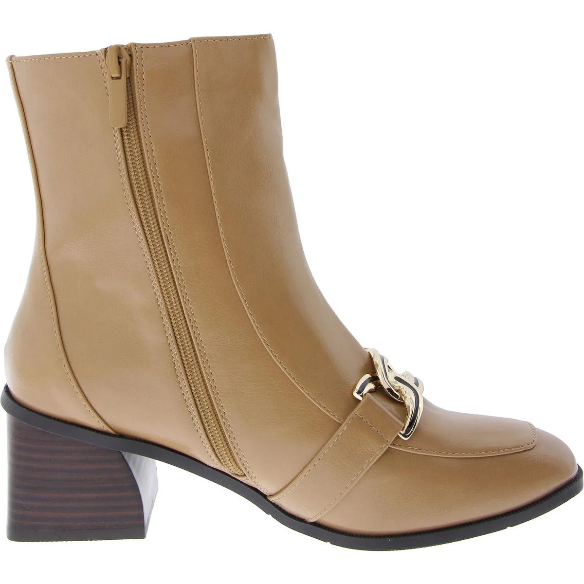 Womens Faux Leather Chain Ankle Boots