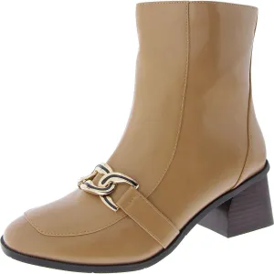 Womens Faux Leather Chain Ankle Boots