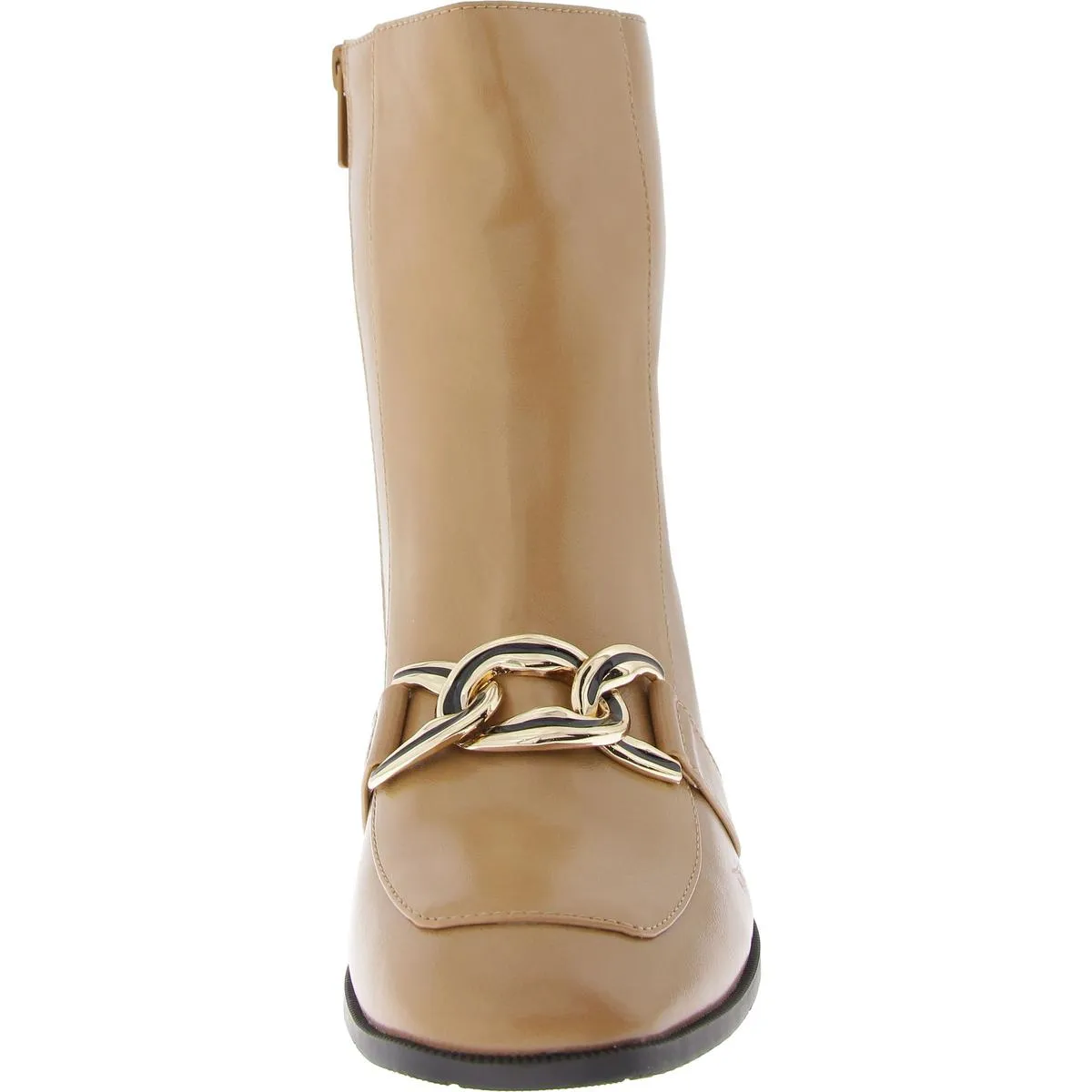 Womens Faux Leather Chain Ankle Boots