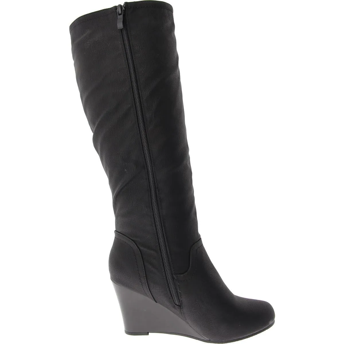 Womens Faux Leather Embossed Knee-High Boots