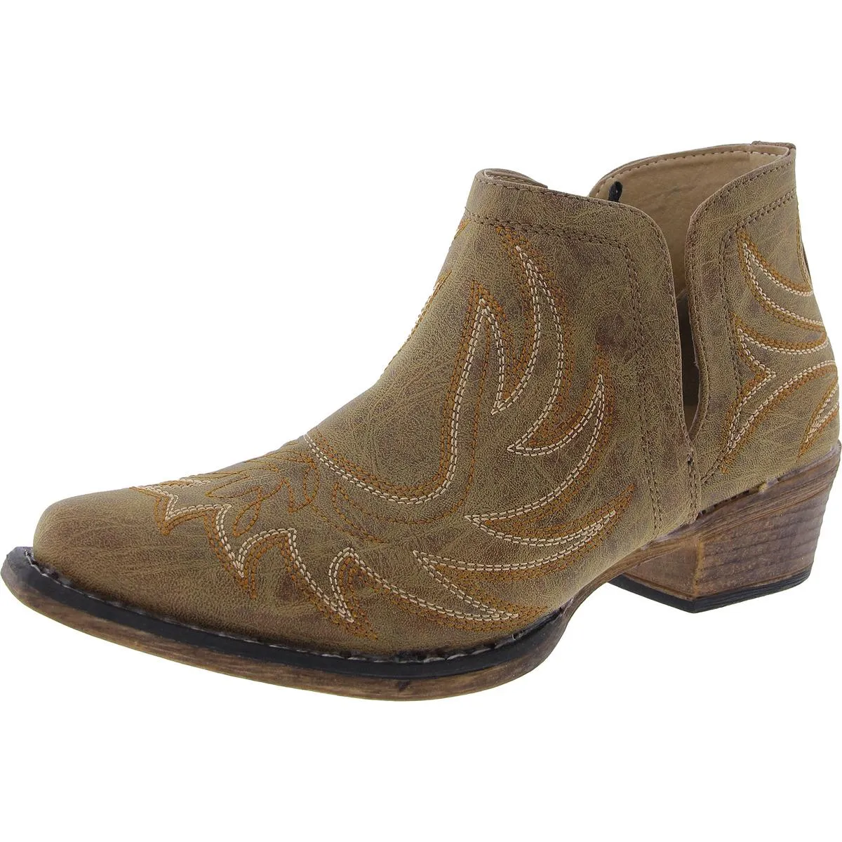 Womens Faux Leather Embroidered Cowboy, Western Boots