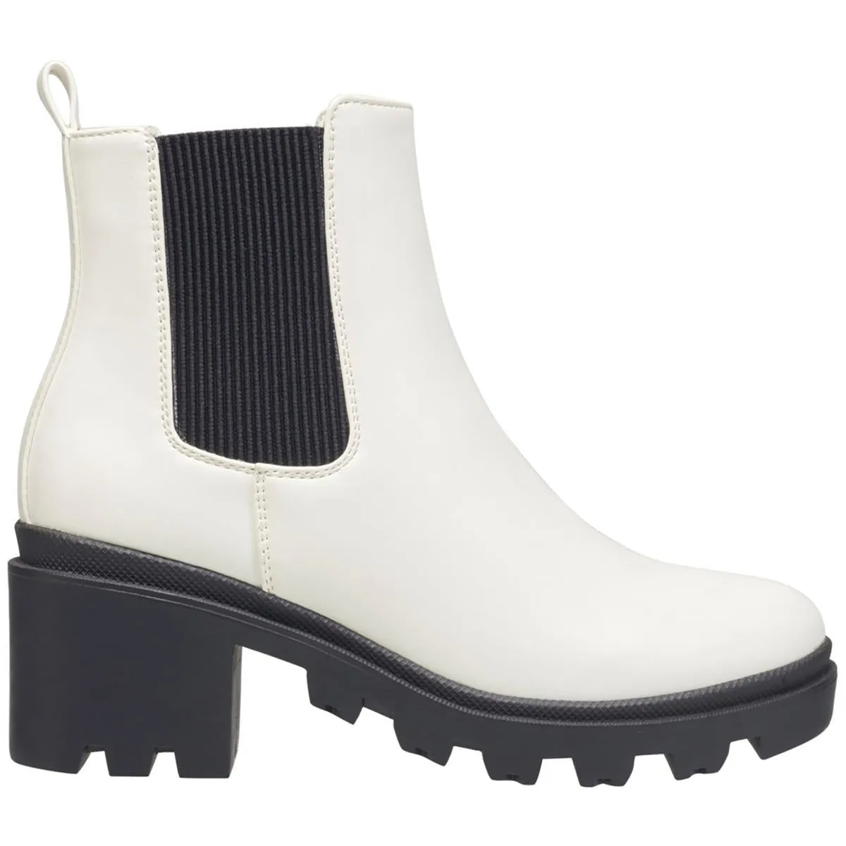 Womens Faux Leather Lugged Sole Chelsea Boots