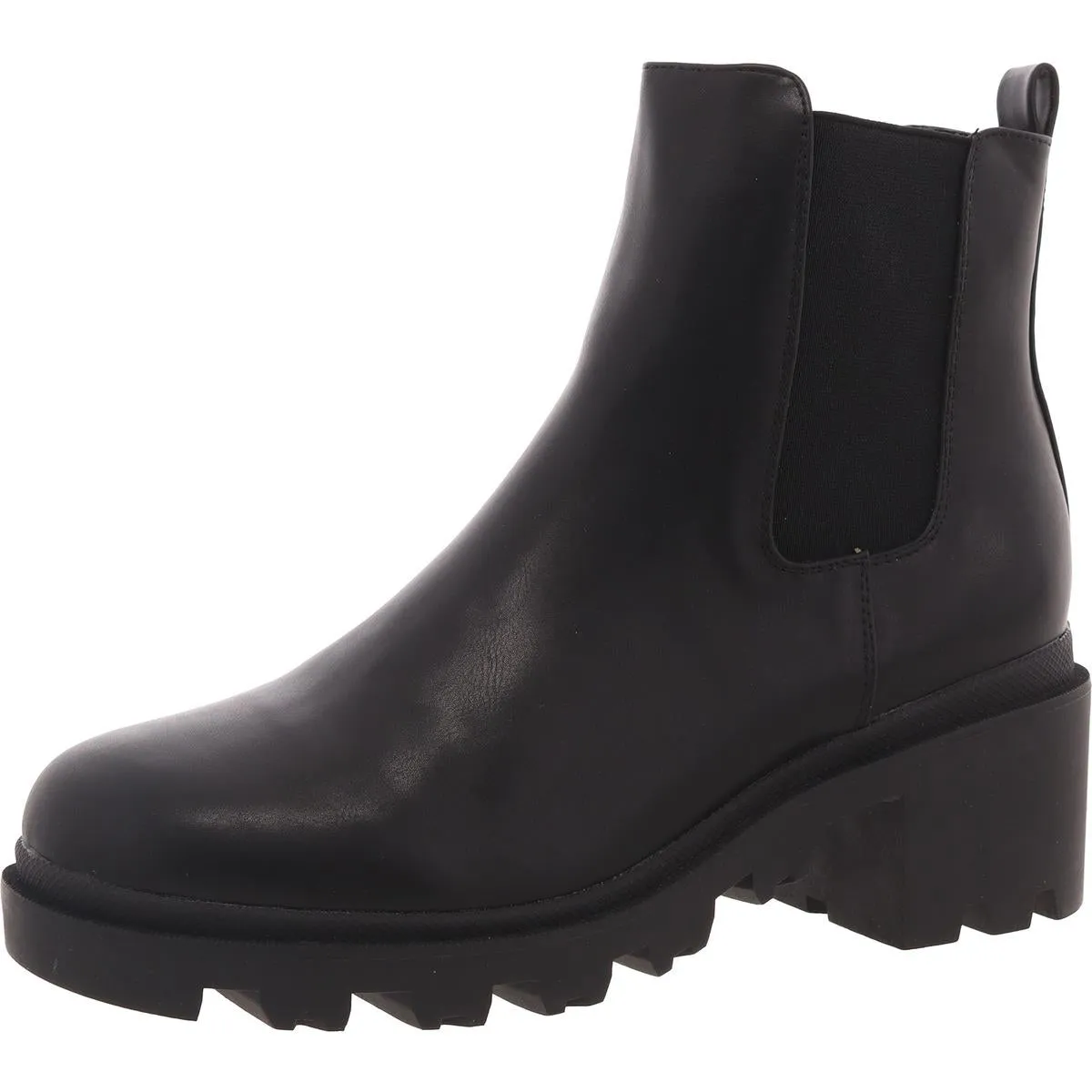Womens Faux Leather Lugged Sole Chelsea Boots