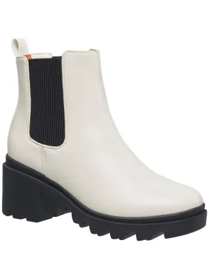 Womens Faux Leather Lugged Sole Chelsea Boots