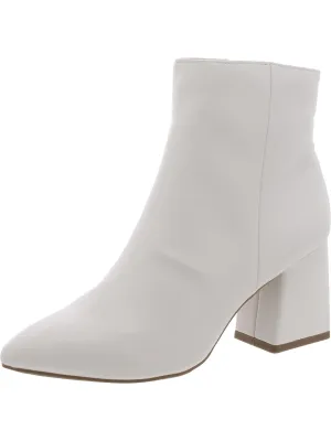 Womens Faux Leather Pointed Toe Booties