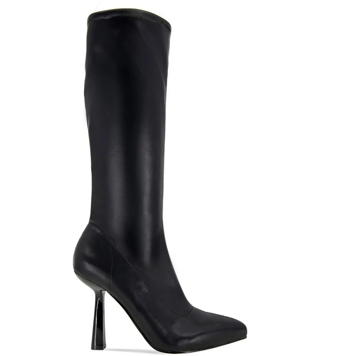 Womens Faux Leather Pointed Toe Mid-Calf Boots