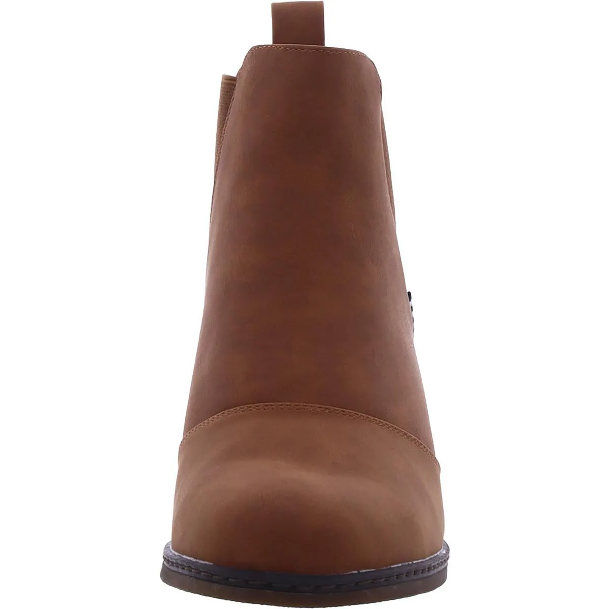 Womens Faux Leather Pull On Ankle Boots