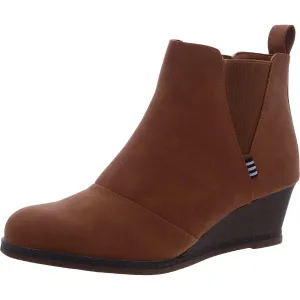 Womens Faux Leather Pull On Ankle Boots