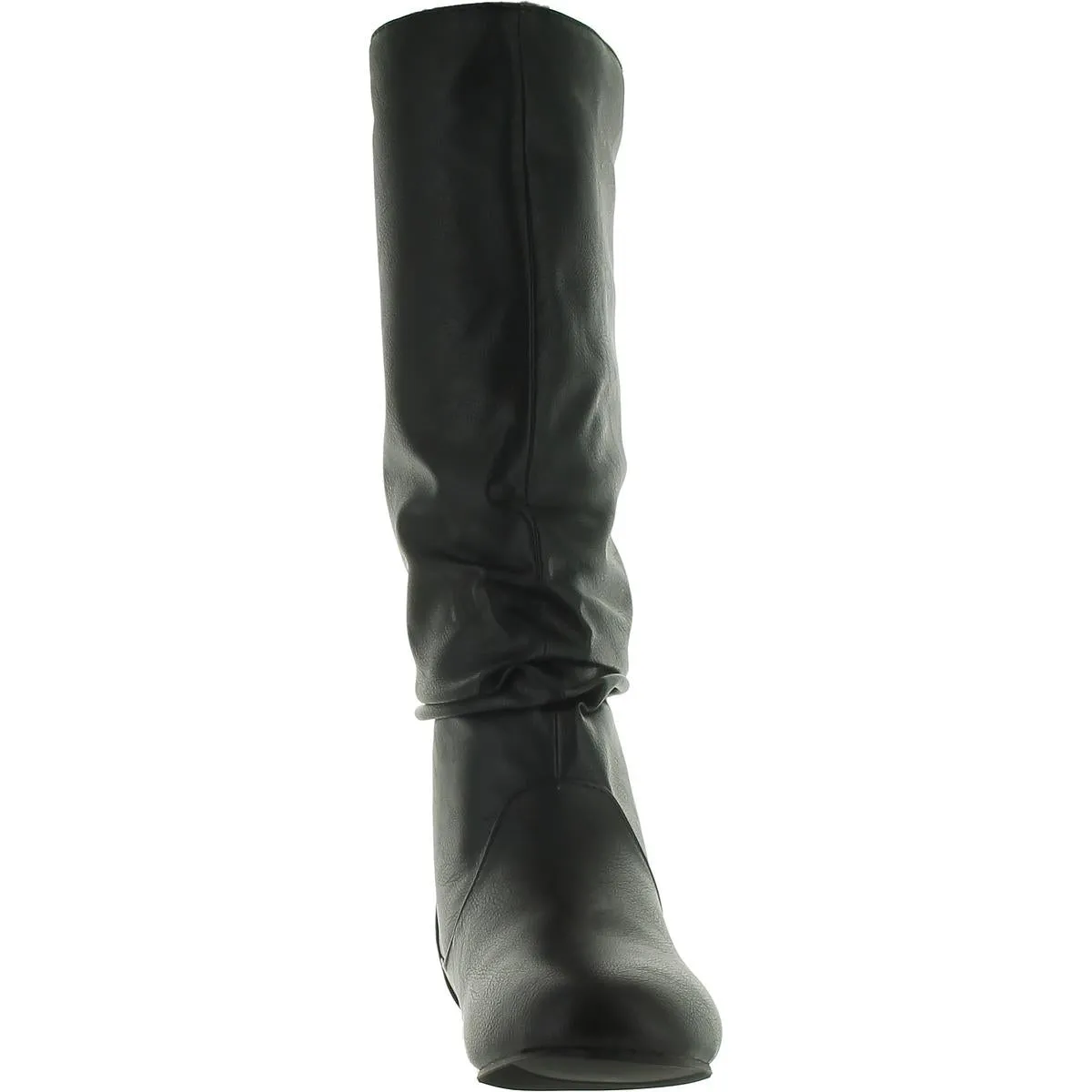 Womens Faux Leather Round Toe Knee-High Boots