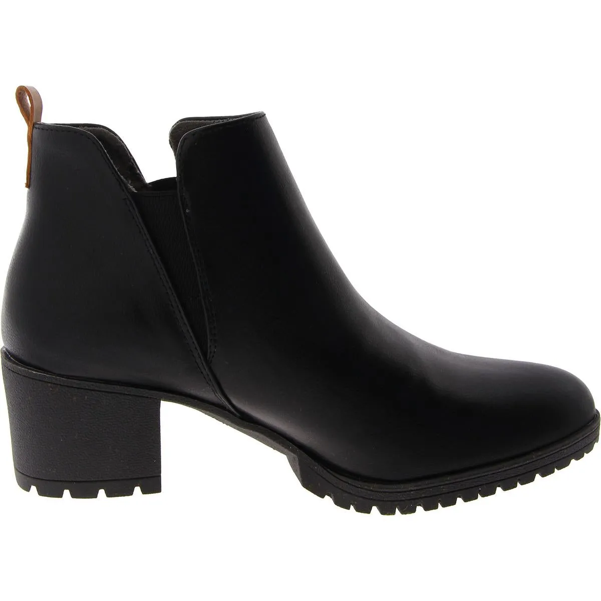 Womens Faux Leather Solid Ankle Boots