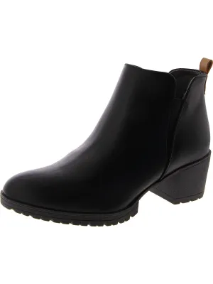Womens Faux Leather Solid Ankle Boots