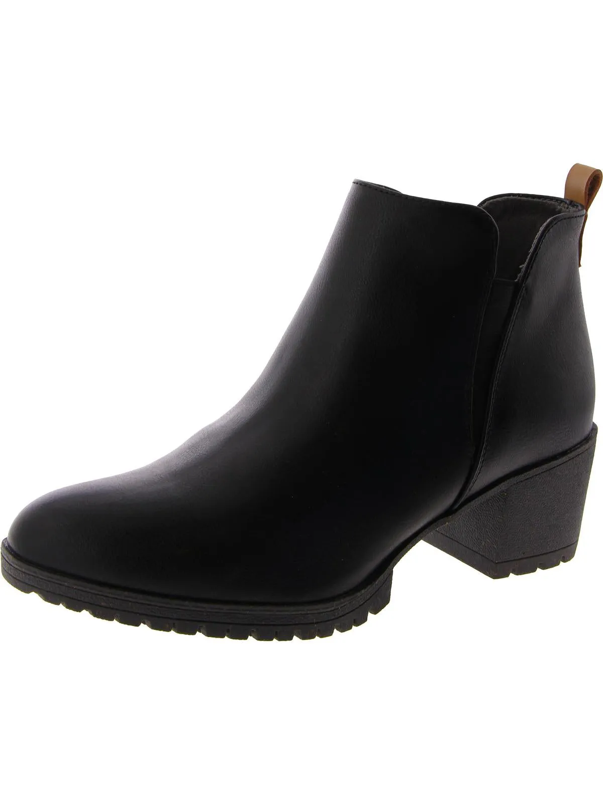 Womens Faux Leather Solid Ankle Boots