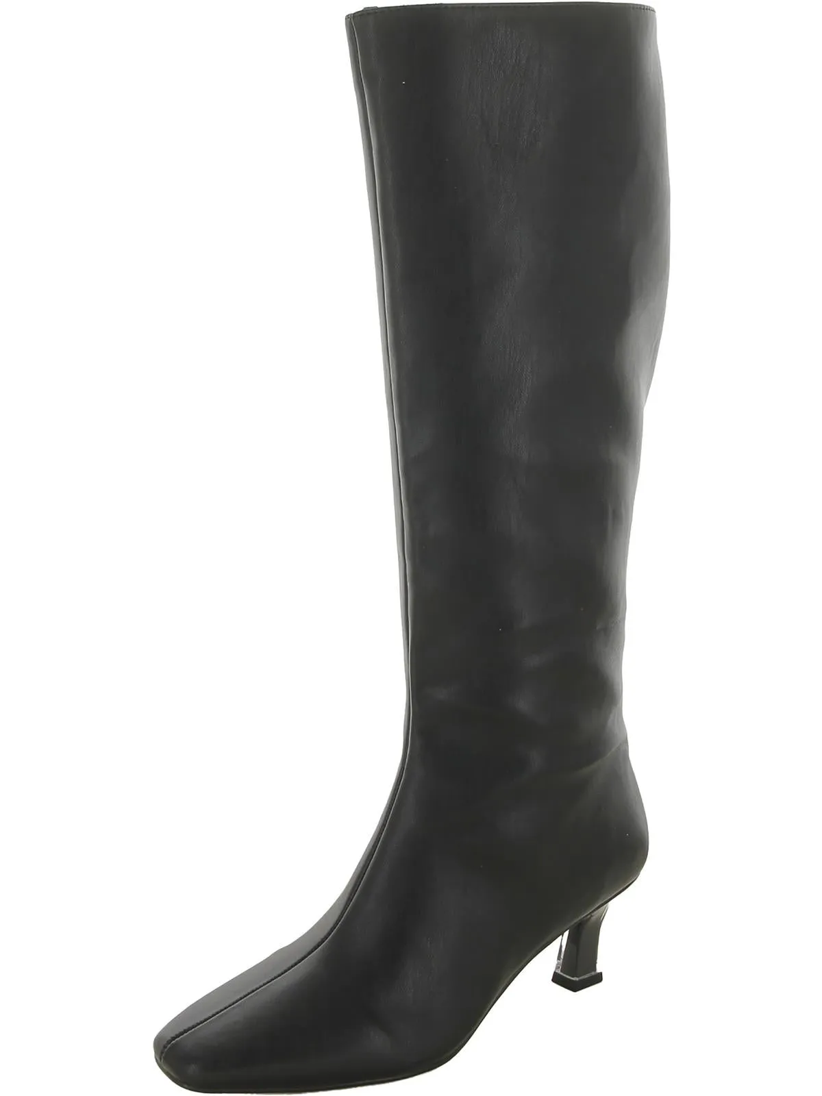 Womens Faux Leather Square Toe Knee-High Boots