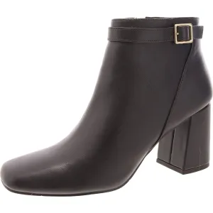 Womens Faux Leather Zip Up Ankle Boots
