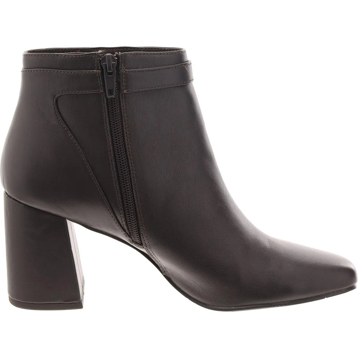 Womens Faux Leather Zip Up Ankle Boots