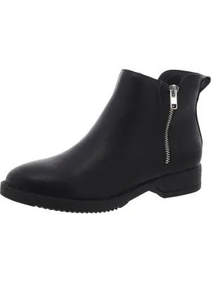 Womens Faux Leather Zipper Booties