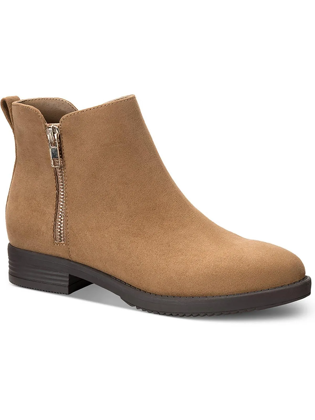 Womens Faux Leather Zipper Booties