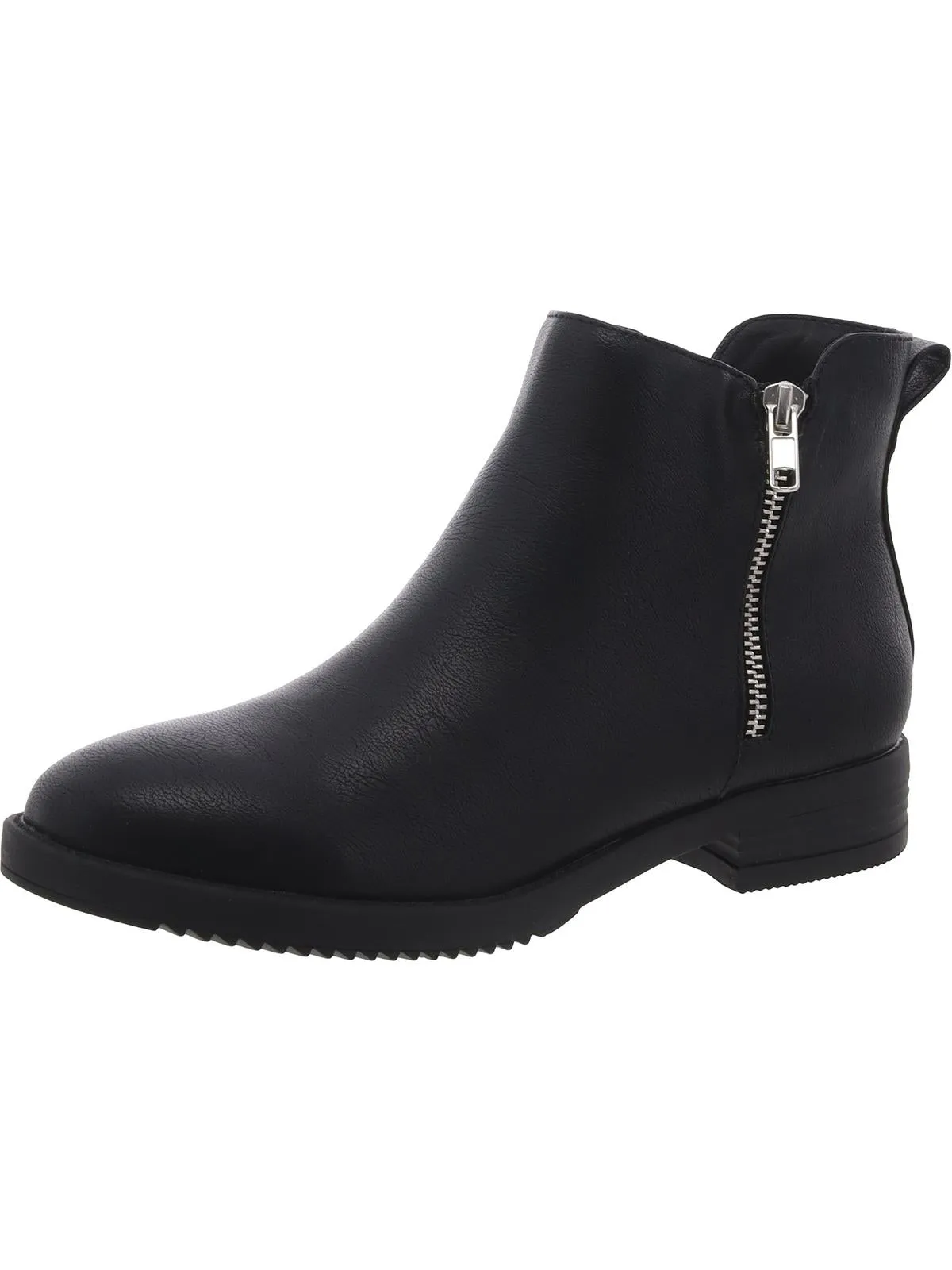 Womens Faux Leather Zipper Booties