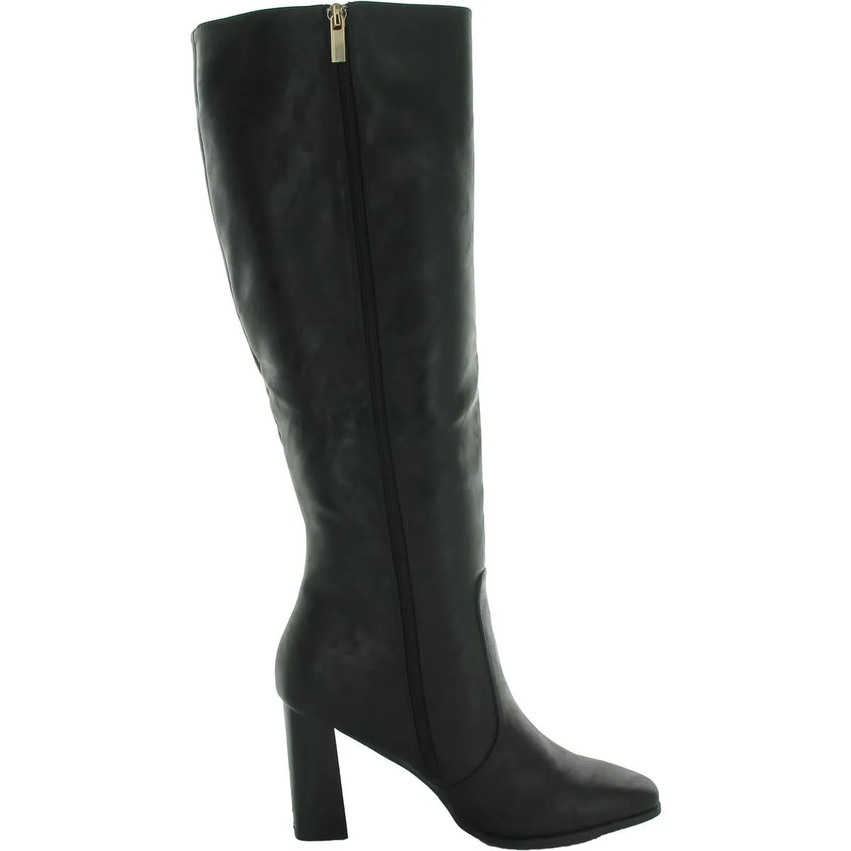 Womens Faux Leather Zipper Knee-High Boots