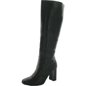 Womens Faux Leather Zipper Knee-High Boots