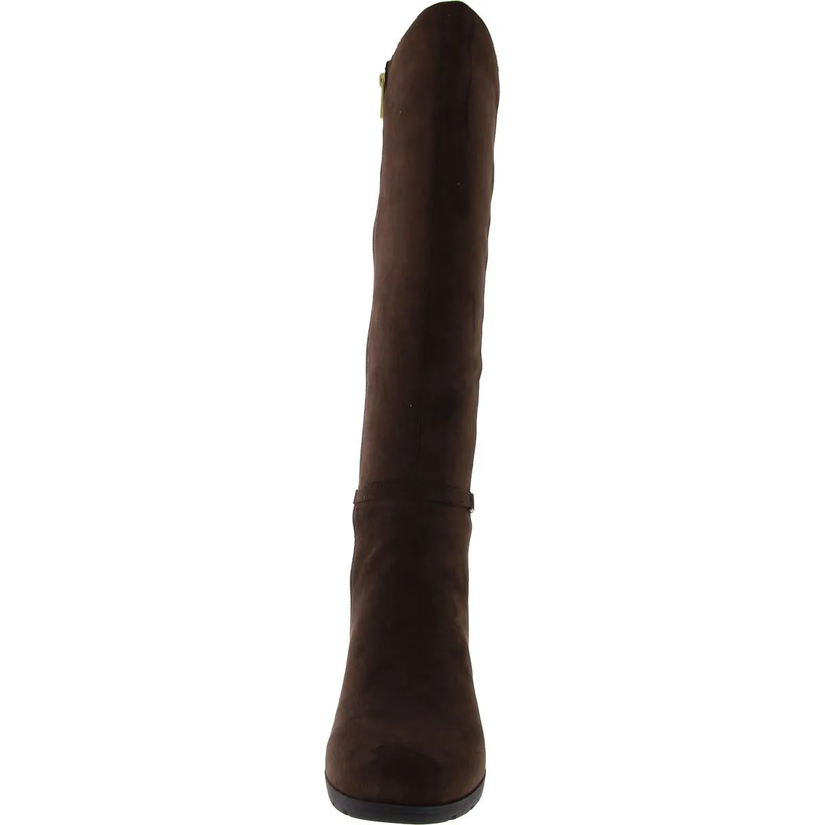 Womens Faux Suede Block Heel Knee-High Boots